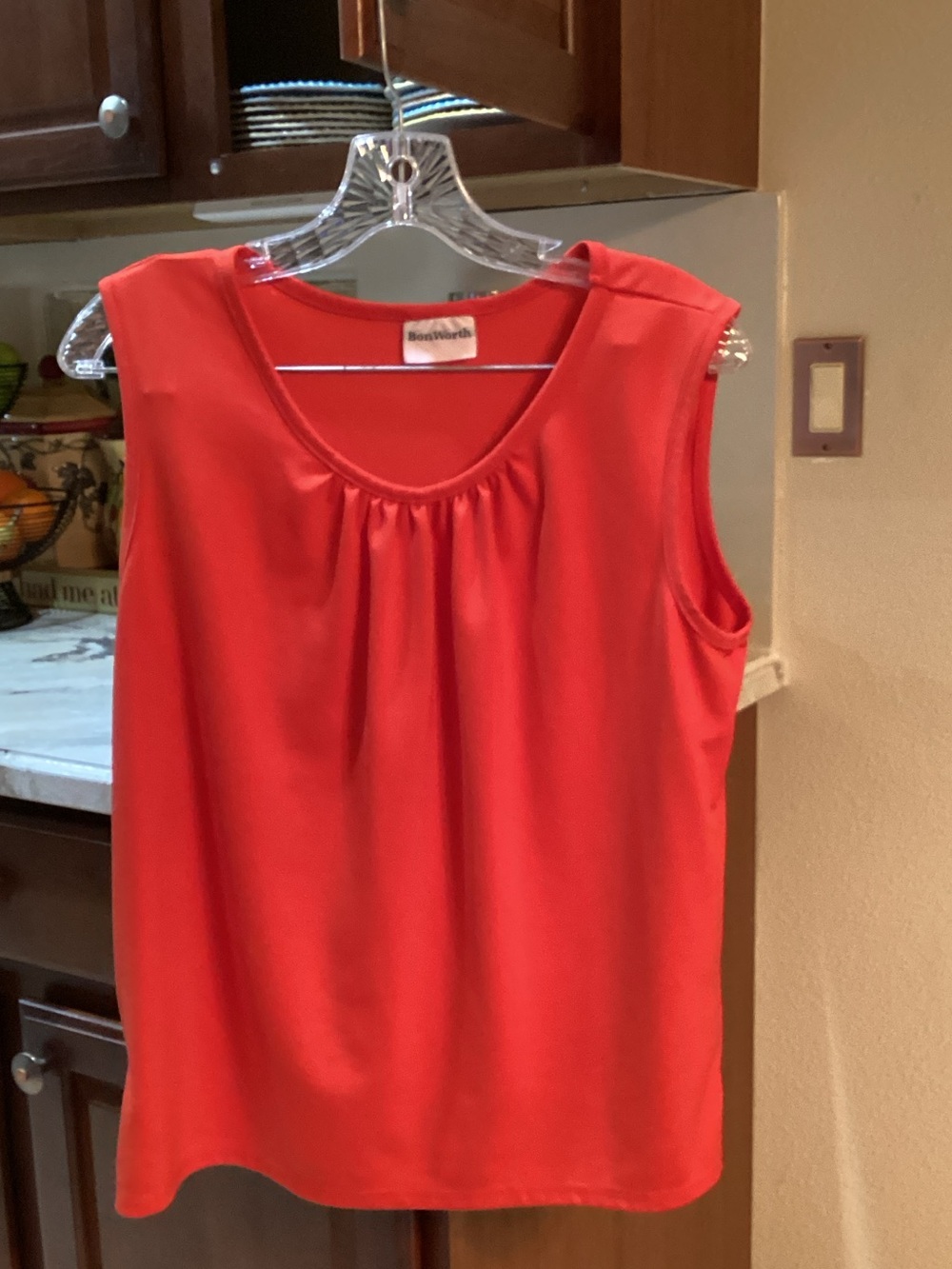 BonWorth Red Sleeveless Scoop Neck Blouse